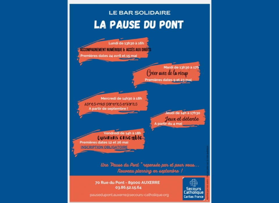 Programme des activités de la pause du pont à Auxerre