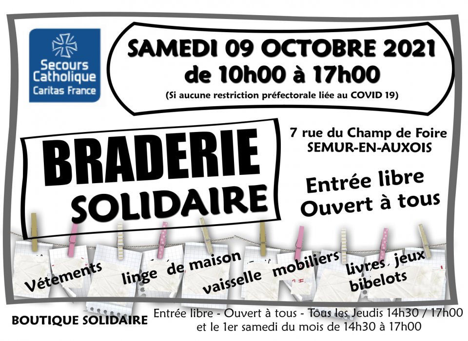 Braderie solidaire à Semur-en-Auxois