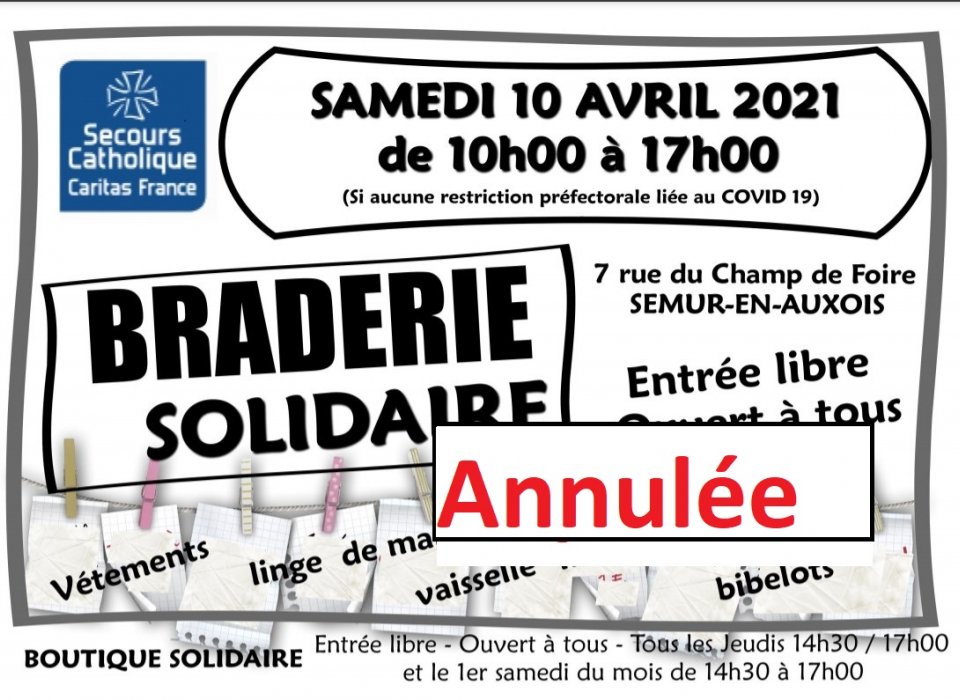 La braderie du 10 avril à Semur-en-Auxois est annulée