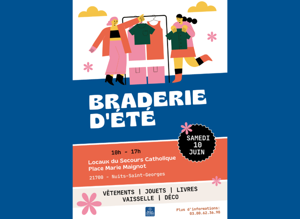Braderie d'été organisée par l'équipe du Secours Catholique de Nuits-Saint-Georges