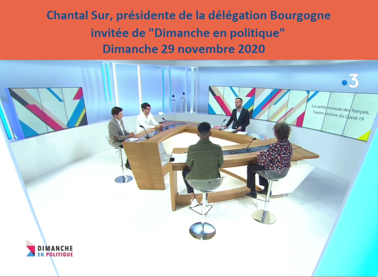 « DImanche en politique » du 29 novembre 2020 avec  Chantal Sur, invitée de l'émission sur France3 Bourgogne