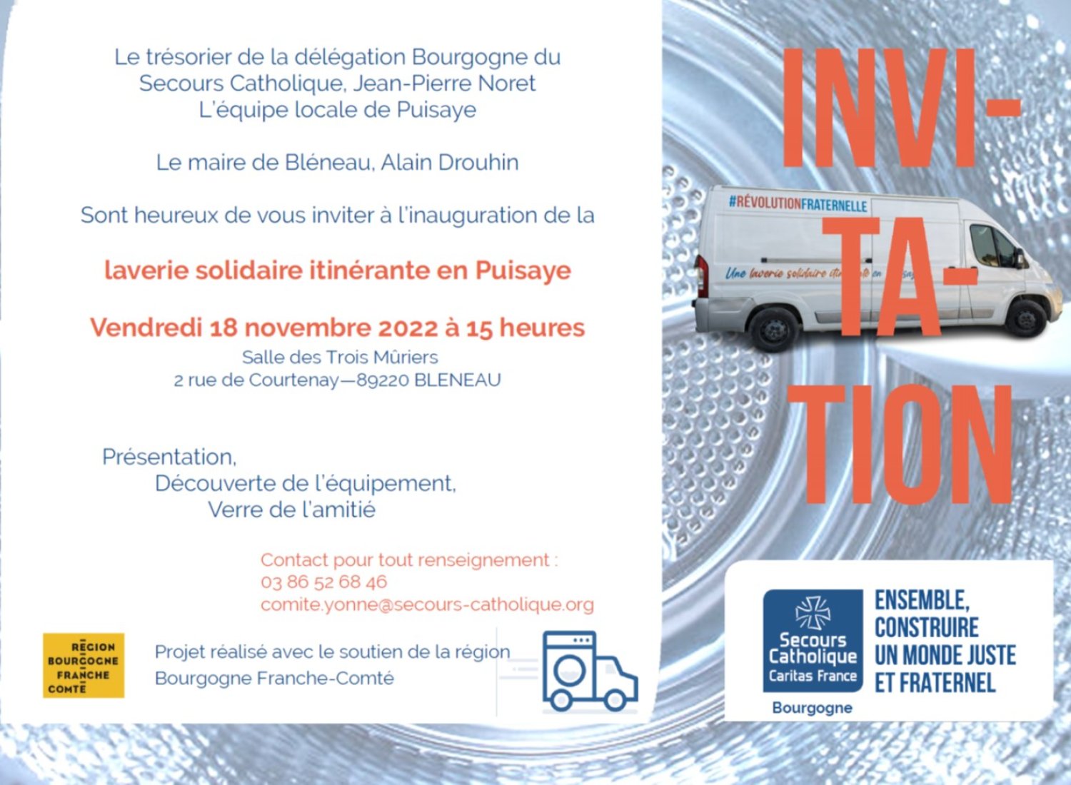 Inauguration de la laverie solidaire itinérante de Puisaye